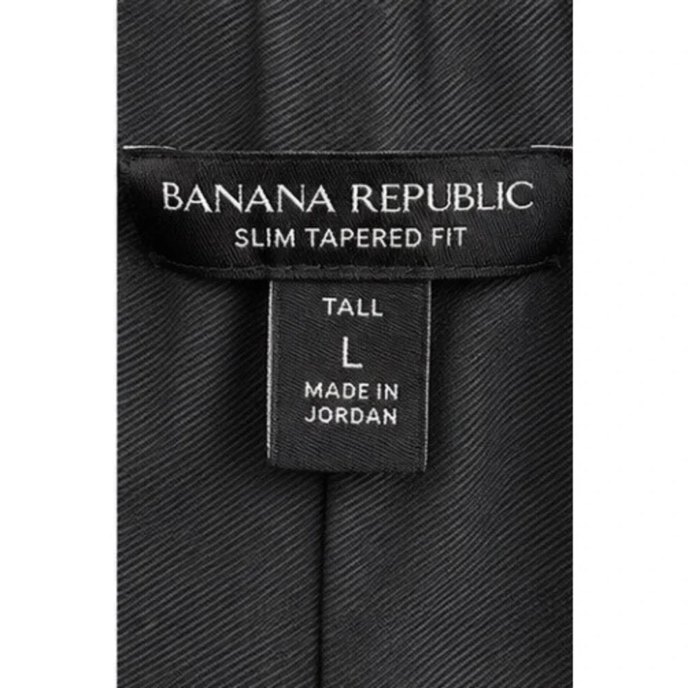 Banana Republic Slim Tapered Pants Mens Large Tall Gray New Elastic Waist Twill